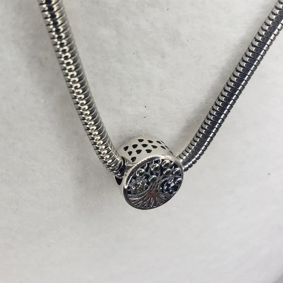 Family Tree Bracelet Charm Round 925 Sterling Silver Multicolor Zirconia Detail - Picture 4 of 5